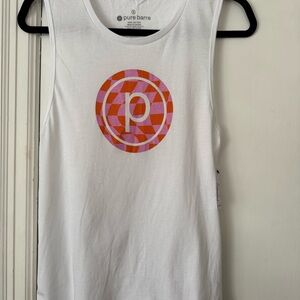 Pure Barre White Tank with Vibrant Logo
